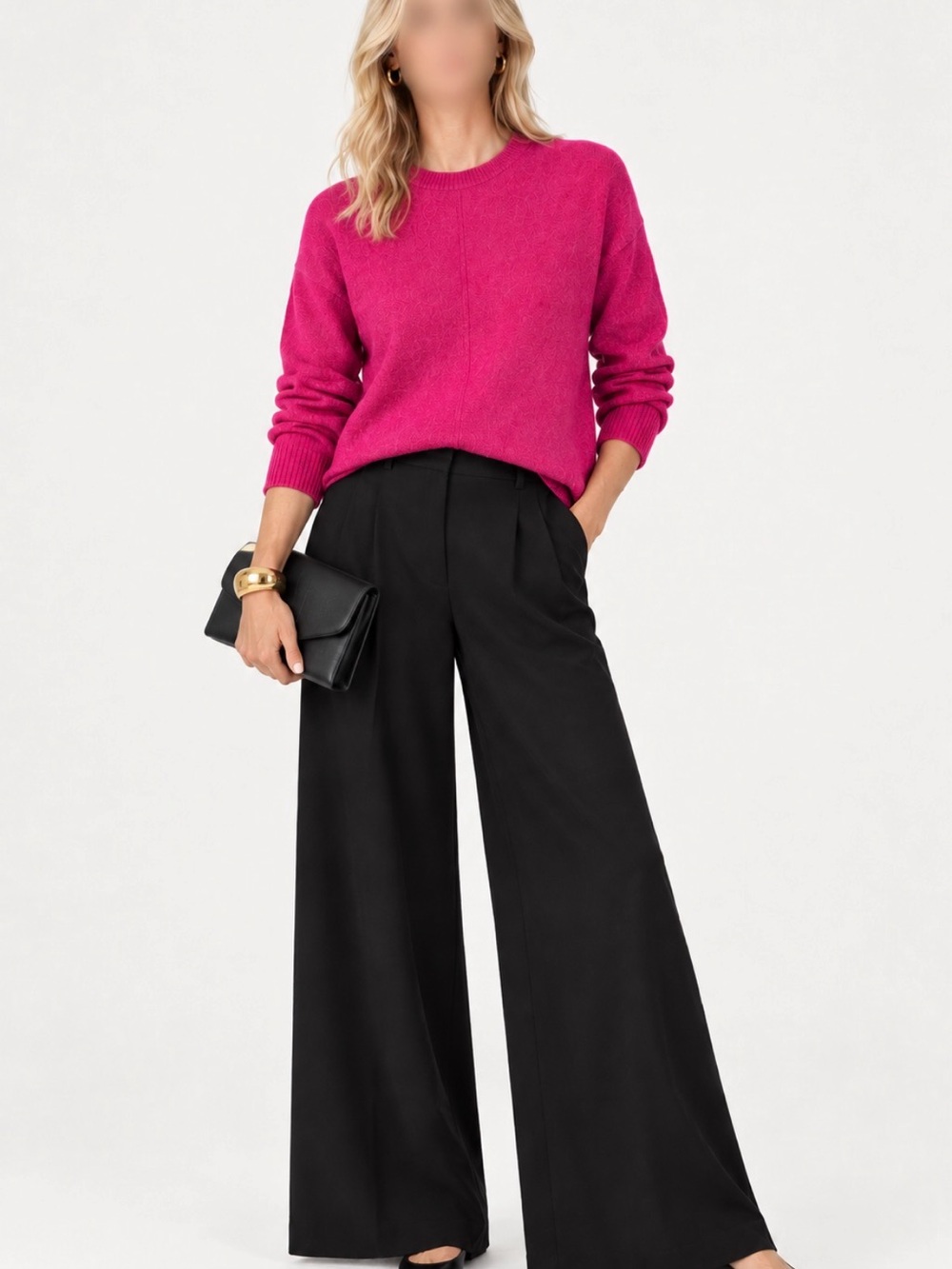 Vince Camuto cropped sweater on hot pink.